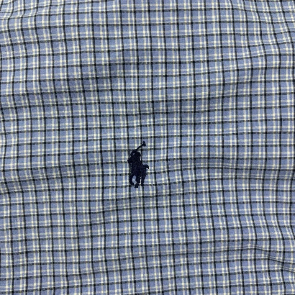 Vintage Y2K Polo Ralph Lauren Yarmouth Shirt Mens 16 32/33 (L) Blue Plaid Preppy
